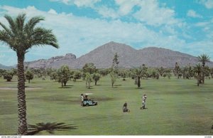 PHOENIX, Arizona, 1950-60s; Famous Camelback Mountain from Arizona Country Cl...