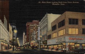 Memphis Tennessee TN Walgreens Street Scene at Night Neon Signs Linen PC