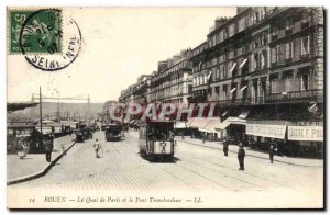Old Postcard Rouen Le Quai de Paris and the transporter bridge