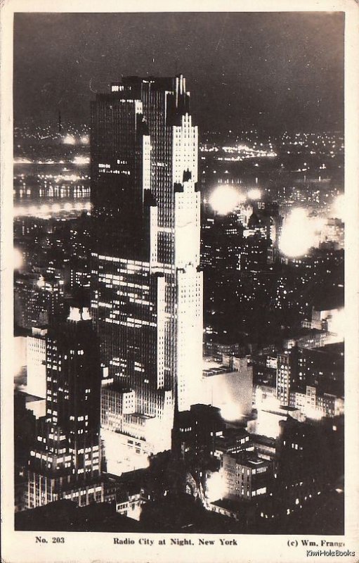 Postcard RPPC Radio City at Night New York NY