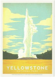 Postcard of Yellowstone National Park Old Faithful Wyoming Poster Style Postcard