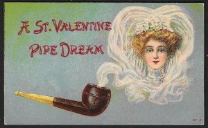 A St Valentine Pipe Dream Pipe & Pretty Lady in Smoke Used c1911