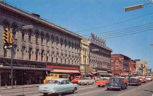 Broad Street Kresge Store Cars Elyria Ohio 1950s postcard