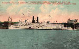 Vintage Postcard 1912 SS Steamer Ship Hudson River People Line Bet. Albany & NY