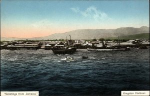 KINGSTON JAMAICA Harbour Greetings SHIPS c1910 Postcard