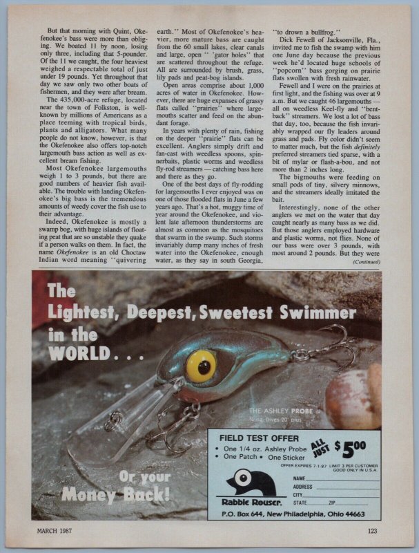 1987 Rabble Reuser Old Fishing Lure Print Ad