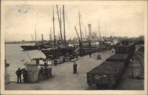 Rostock East Germany Ships at Port c1910 Vintage Postcard