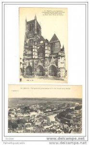 Set of 2 PCs: Panorama View & La Cathedrale, MEAUX, Seine et Marne, France 00...