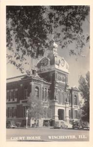 D38/ Winchester Illinois Il Real Photo RPPC Postcard c40s Court House Building