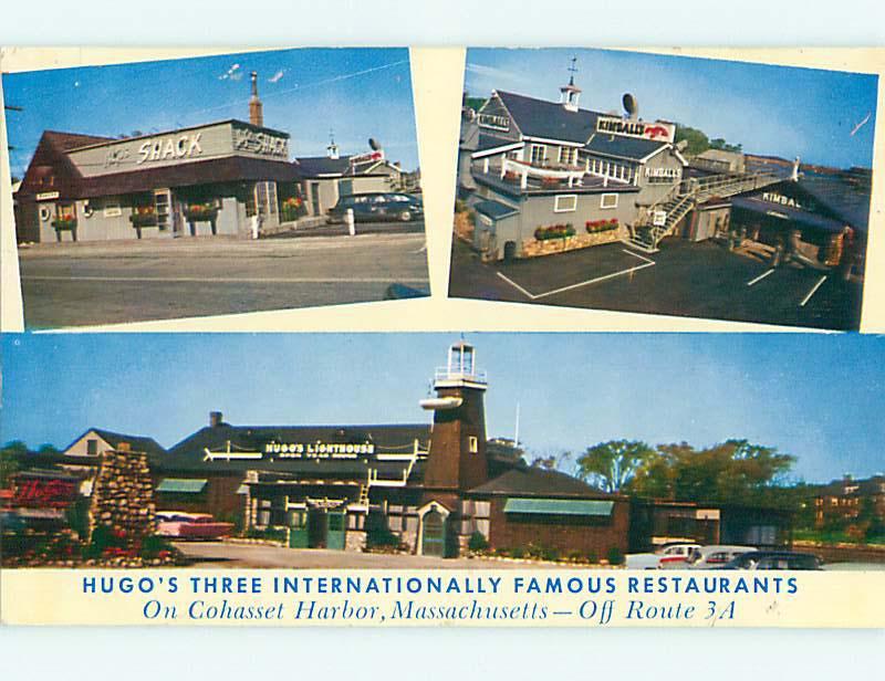 Unused Pre-1980 OLD CARS & 3 HUGO RESTAURANT LOCATIONS Cohasset Harbor MA v6780