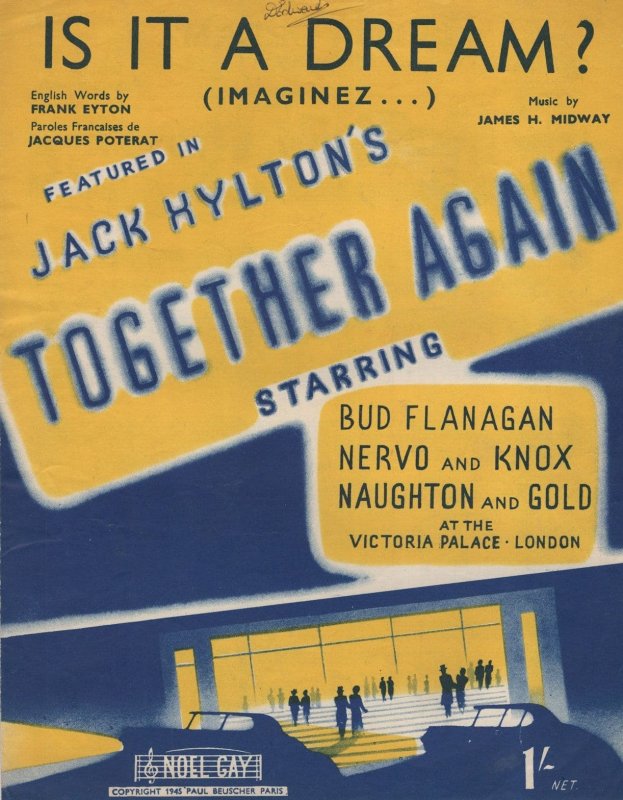 Jack Hylton Together Again Bud Flanagan Old WW2 Sheet Music