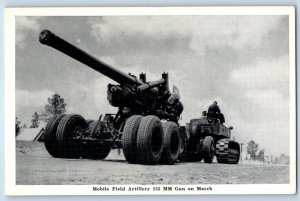 c1940 South Carolina SC Vintage Postcard Mobile Field Artillery 155 MM Gun March