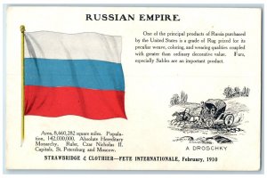 c1910 Russian Empire Flag A Droschky St. Petersburg Russia Antique Postcard