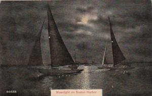 Massachusetts Boston Sailing By Moonlight On Boston Harbor 1912