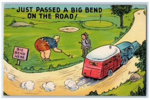 c1910's Just Passed A Big Bend On The Road Golfing Cars UnpostedAntique Postcard 