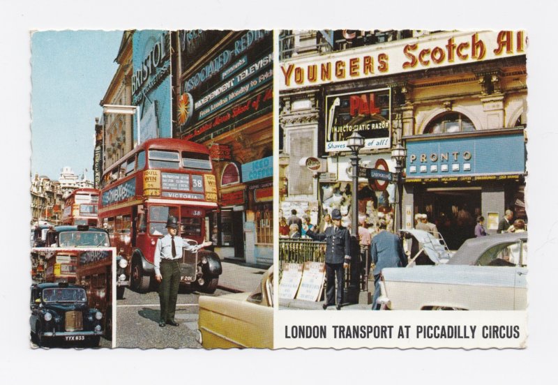 1965 London Transport Piccadilly Circus Postcard Posted
