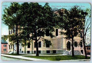 Fall River Massachusetts Postcard New Lincoln School Building Trees 1911 Vintage