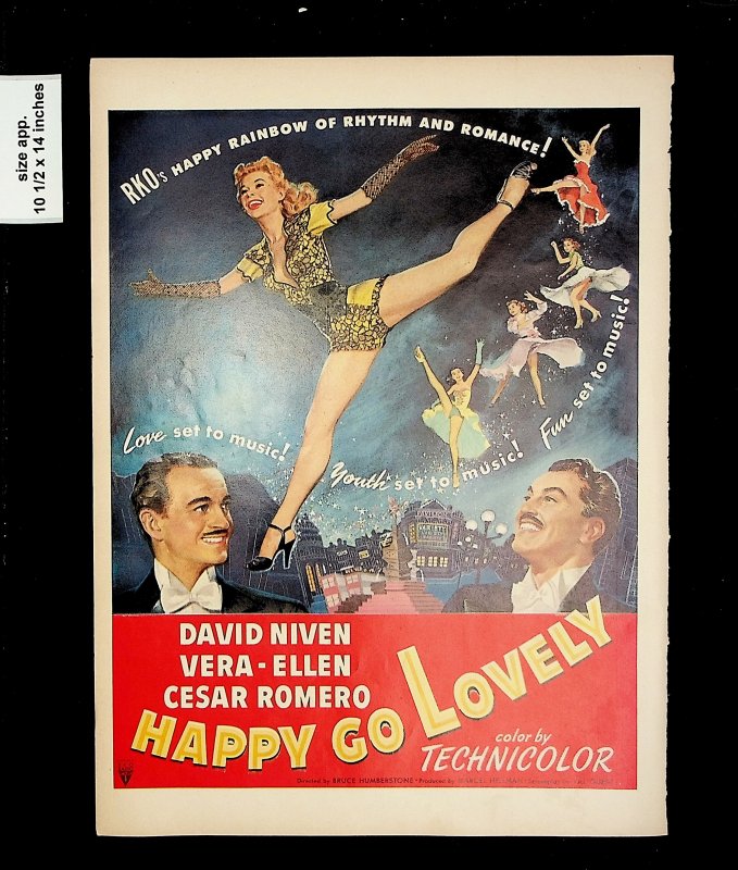 1951 Happy Go Lovely Movie David Niven Vera Ellen Vintage Print Ad 015704