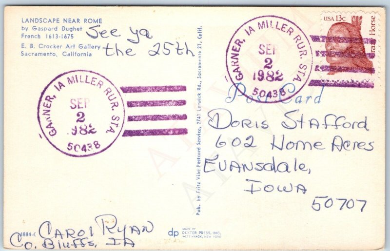 1982 Garner, IA Miller Rural Sta. Cancel Railway Depot Postal Cover Station A263