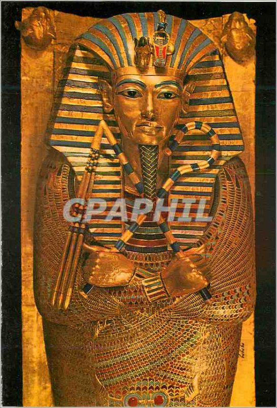 Postcard Modern Cairo Egyptian Museum Treasures Tutankhamens Second Coffin ri...