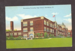 HARRISBURG TOWNSHIP ILLINOIS HIGH SCHOOL BUILDING VINTAGE POSTCARD