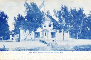 Vintage Postcard New Bath House Tolchester Beach Maryland Postmarked 1908 D28