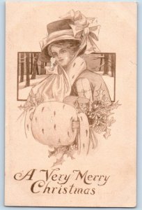Christmas Postcard Pretty Woman Handwarmer Zumbrota Minnesota MN 1910