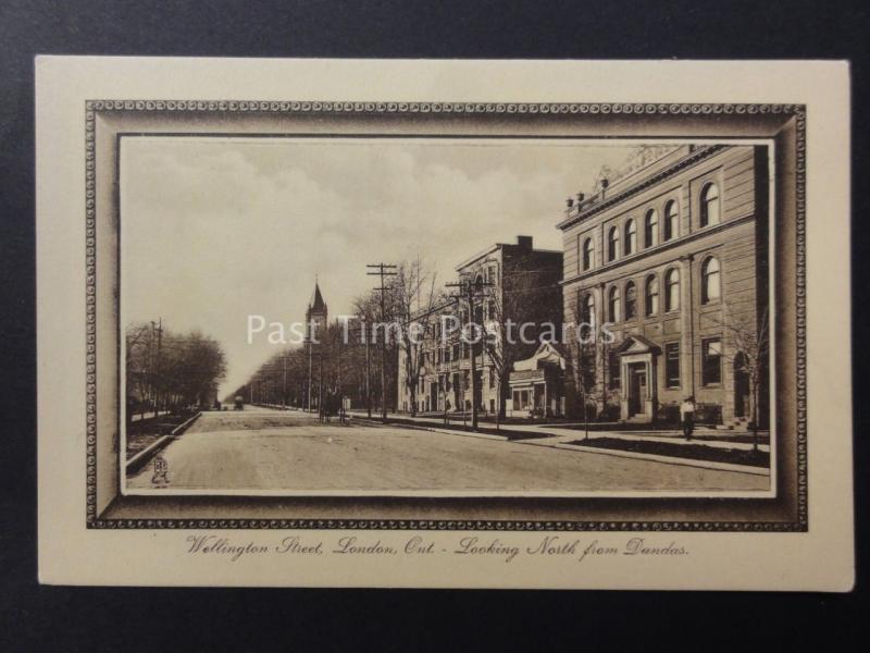 Canada LONDON Ontario WELLINGTON STREET Looking North from Dundas - Old Tucks PC