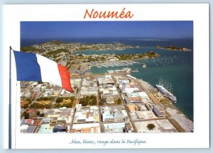 2001 Nouvelle Caledonie France Postcard Noumea Aerial View Blue White Red Flag