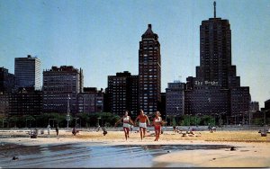 Illinois Chicago Lake Michigan Beach Scene Looking South