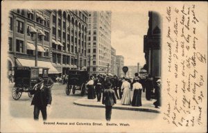 Seattle Washington WA Second Ave Street Scene c1910 Vintage Postcard