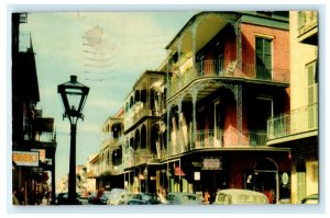 Saint Peter Street New Orleans 1953 Old Cars Classic Vintage Antique Postcard 