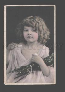 3086483 GIRL w/ Bouquet Vintage PHOTO tinted PC