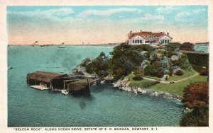 Vintage Postcard Beacon Rock Ocean Drive E.D. Morgan Estate Newport Rhode Island