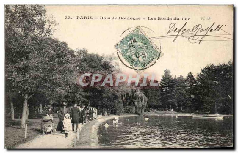 Paris Old Postcard Bois de Boulogne The lakeside