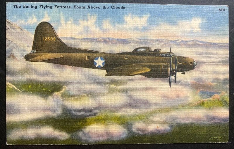 Mint USA Color picture Postcard Boeing Flying Fortress Soars Above Clouds