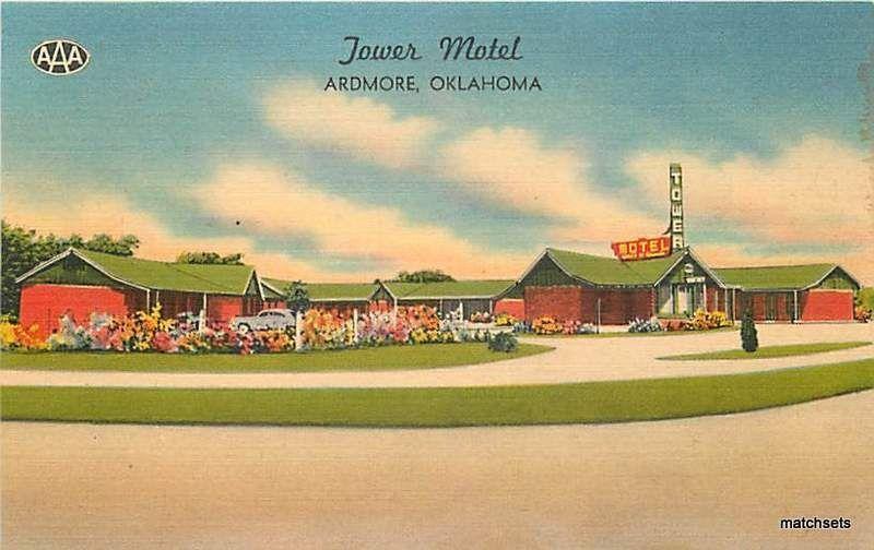 1940's Roadside ARDORE, OKLAHOMA Tower Motel Nationwide 8119 postcard