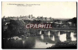 Old Postcard Cite De Carcassonne Vue Generale North West The two bridges on &...