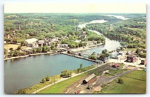 1950s HASTINGS ONTARIO CANADA HUB OF THE TRENT AERIAL VIEW CHROME POSTCARD P2000