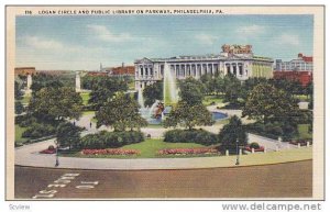 Logan Circle and Public Library on Parkway, Philadelphia, Pennsylvania, 30-40s