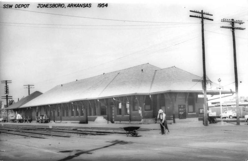 Jonesboro Arkansas SSW Railroad Depot Real Photo Antique Postcard K91110