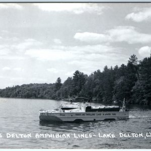 c1950s Lake Delton, Wis RPPC Peggy Duck Boat Real Photo Mirror Amphibian WI A70