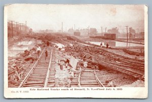 HORNELL NY ERIE RAILROAD FLOOD ANTIQUE POSTCARD railway