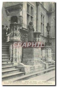 Postcard Old Orleans City Hotel Le Perron Jeanne D'Arc Statue of Princess Mar...