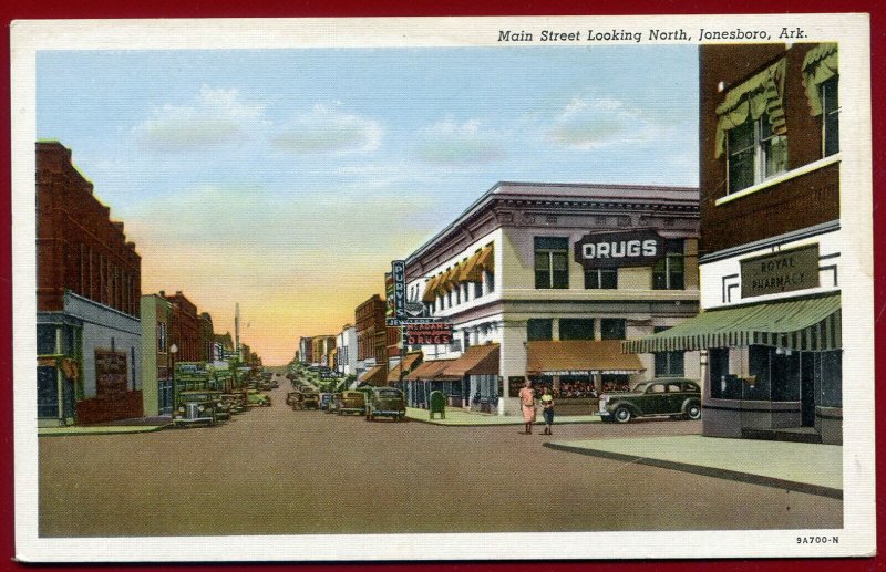 Jonesboro Arkansas Main street Postcard