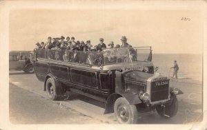 J85/ Interesting RPPC Postcard c1910 Broadstairs England Early Coach Bus 496