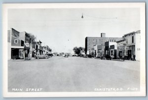 Canistota South Dakota SD Postcard RPPC Photo Main Street View Cars c1940's