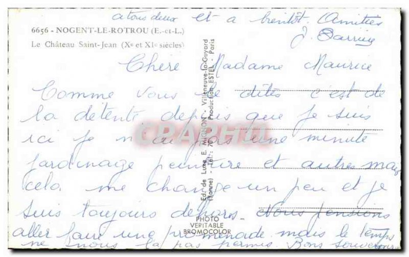 Old Postcard Roteou Nogent Le Chateau Saint Jean