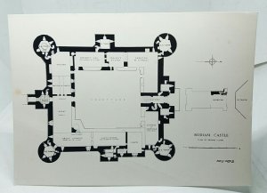 Bodiam Castle Sussex Floor Plan Vintage  Postcard