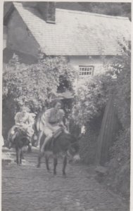 Giggling On Donkey Rides Clovelly Devon 1937 Real Photo Postcard